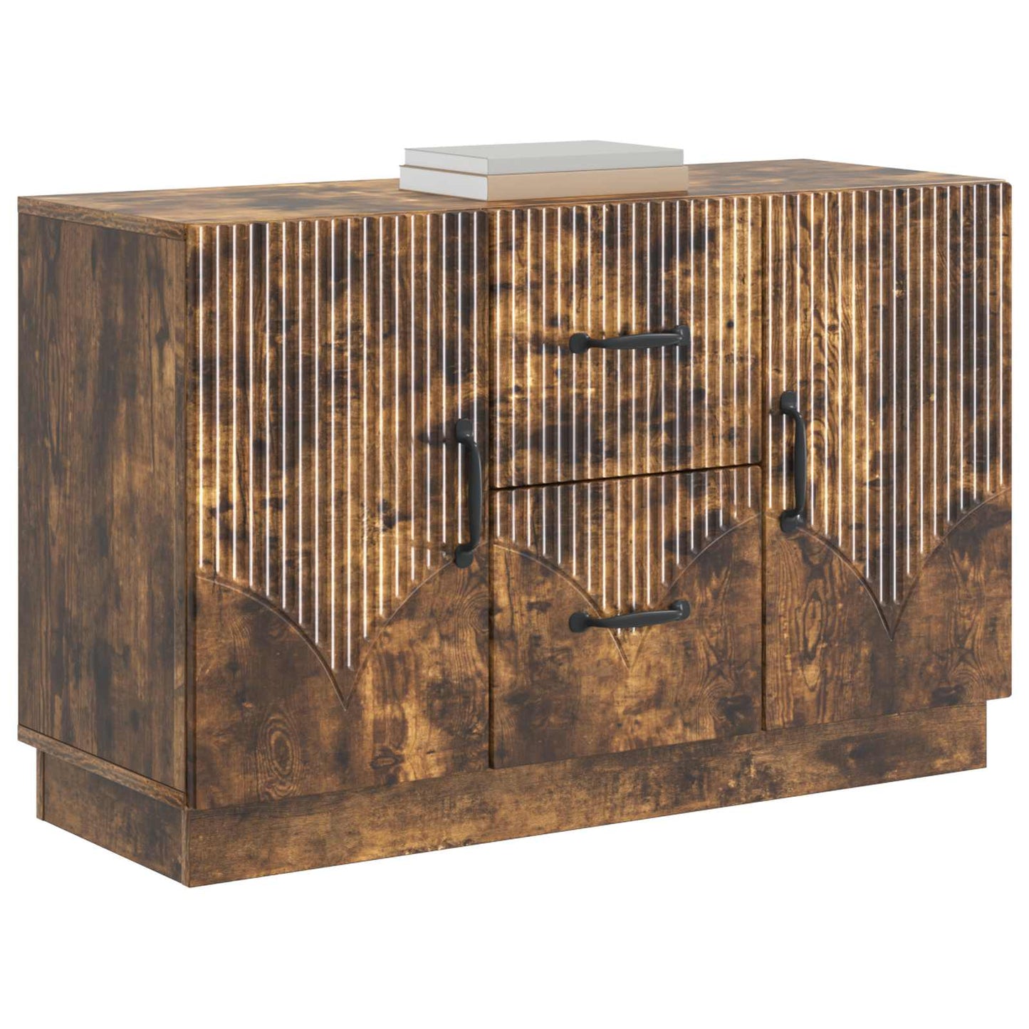 Sideboard med skuffe Røget eg 89 x 34,5 x 57 cm Konstrueret træ