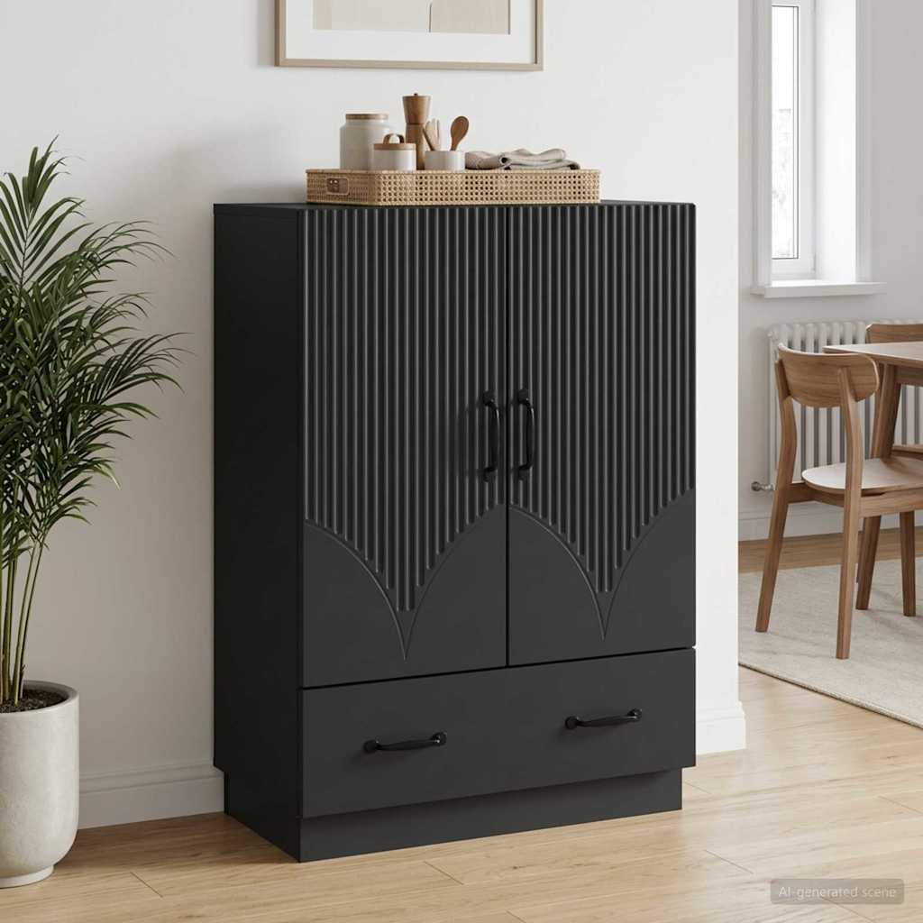 Sideboard med skuffe Sort 66 x 34,5 x 92 cm Konstrueret træ