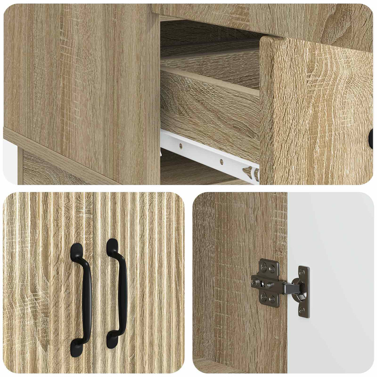 Sideboard Sonoma-eg 66 x 34,5 x 92 cm Konstrueret træ