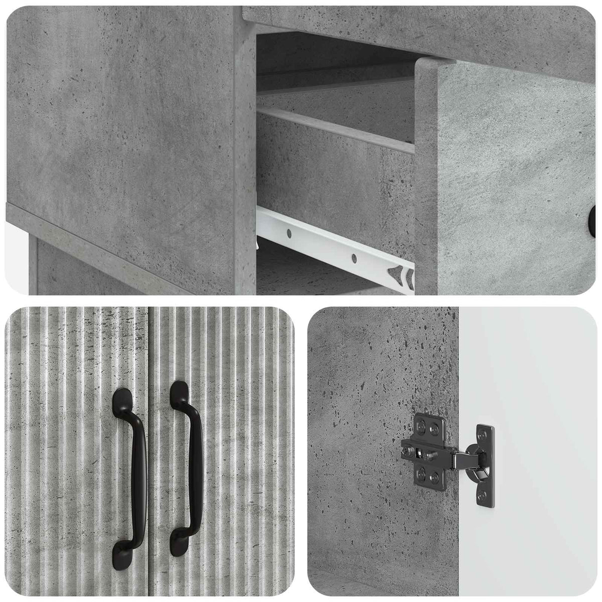 Sideboard med skuffe Betongrå 66 x 34,5 x 92 cm Konstrueret træ
