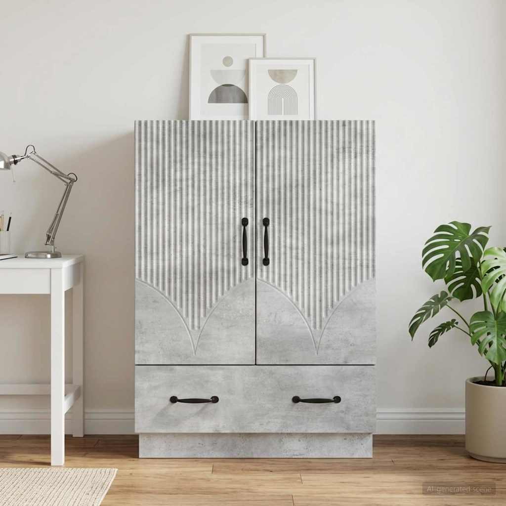 Sideboard med skuffe Betongrå 66 x 34,5 x 92 cm Konstrueret træ