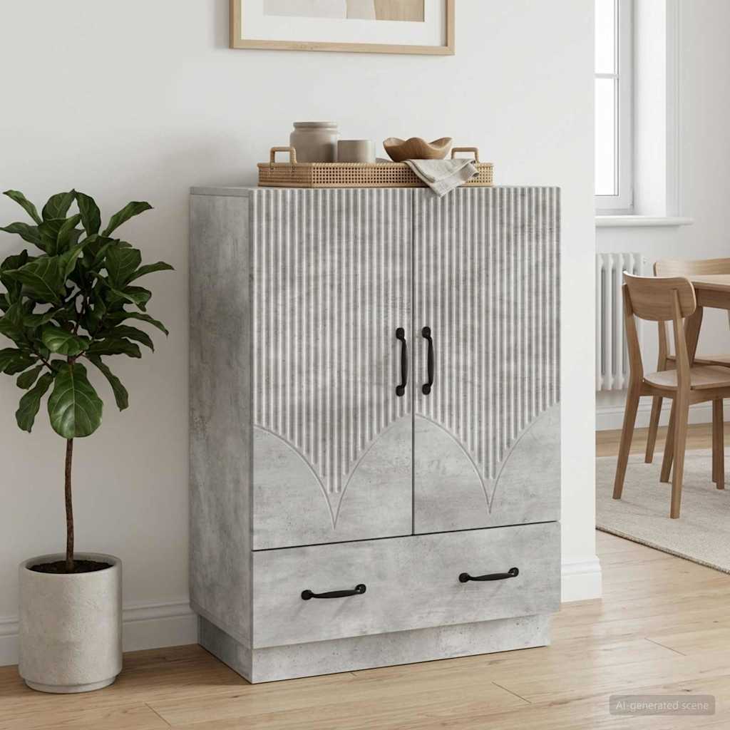 Sideboard med skuffe Betongrå 66 x 34,5 x 92 cm Konstrueret træ