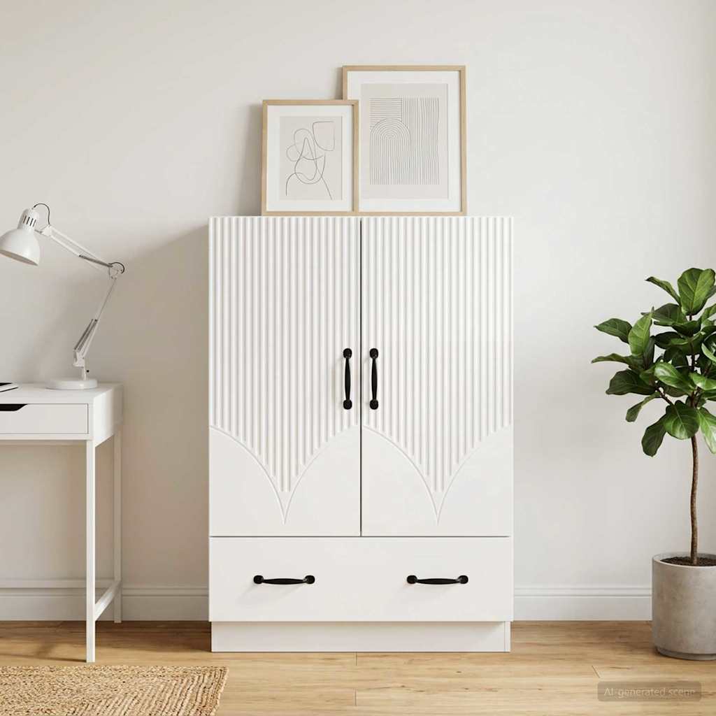 Sideboard Hvid højglans 66 x 34,5 x 92 cm Konstrueret træ