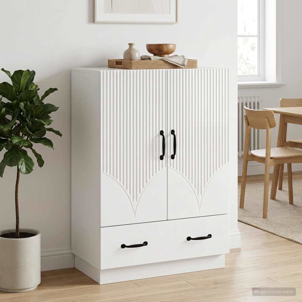 Sideboard Hvid højglans 66 x 34,5 x 92 cm Konstrueret træ