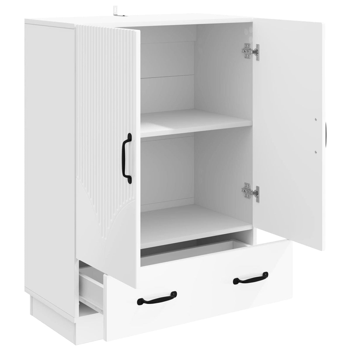 Sideboard Hvid højglans 66 x 34,5 x 92 cm Konstrueret træ