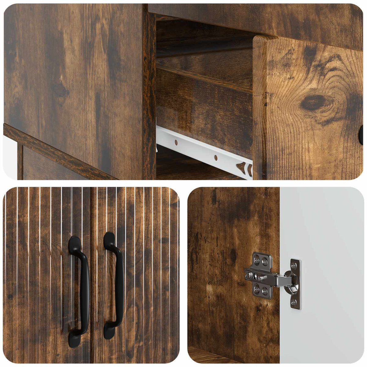 Sideboard med skuffe Røget eg 66 x 34,5 x 92 cm Konstrueret træ