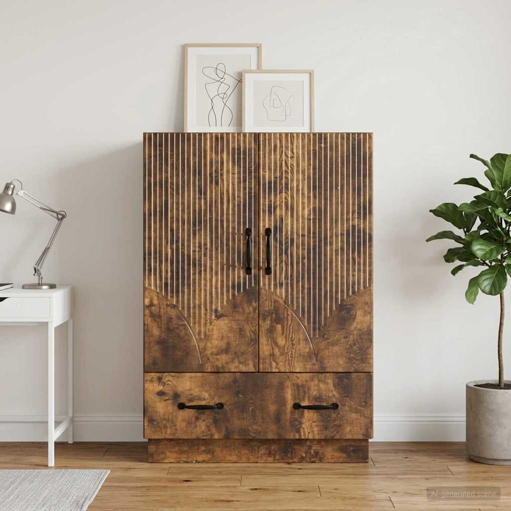 Sideboard med skuffe Røget eg 66 x 34,5 x 92 cm Konstrueret træ