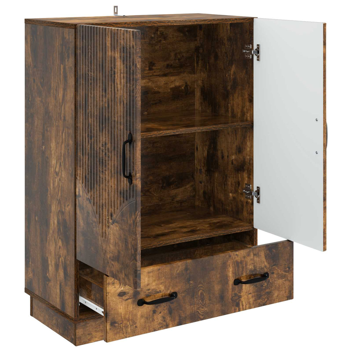 Sideboard med skuffe Røget eg 66 x 34,5 x 92 cm Konstrueret træ