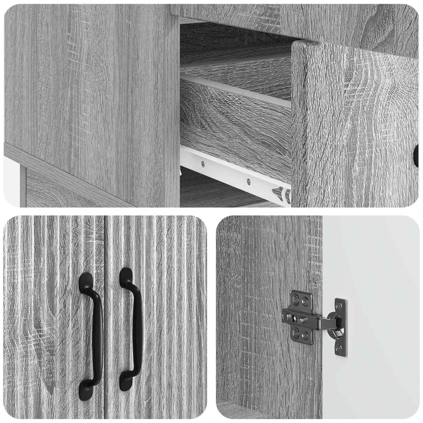 Sideboard Grå sonoma-eg 66 x 34,5 x 92 cm Konstrueret træ