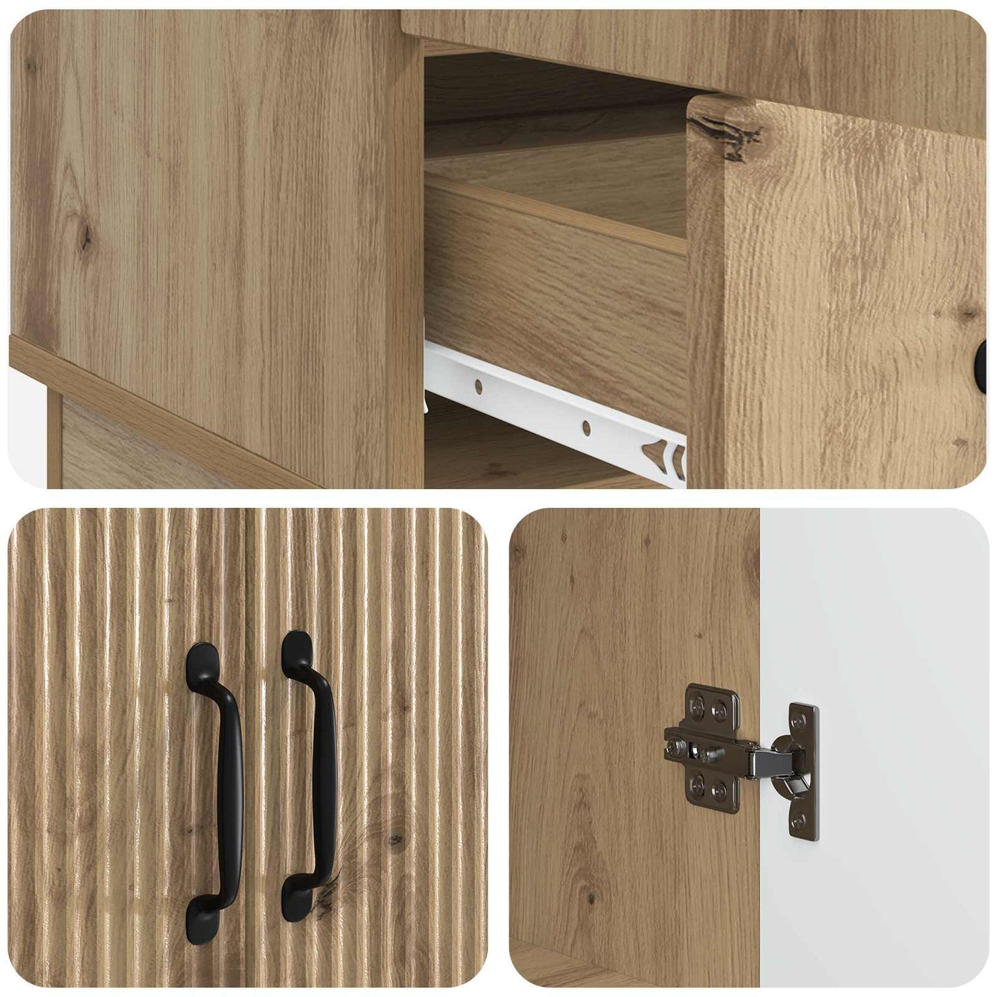 Sideboard Artisan-eg 66 x 34,5 x 92 cm Konstrueret træ