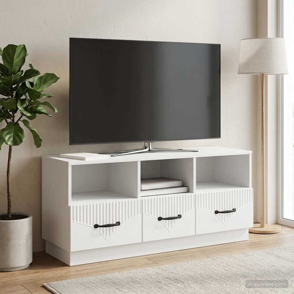 TV-skab med skuffe Hvid 102 x 34,5 x 47 cm Konstrueret træ