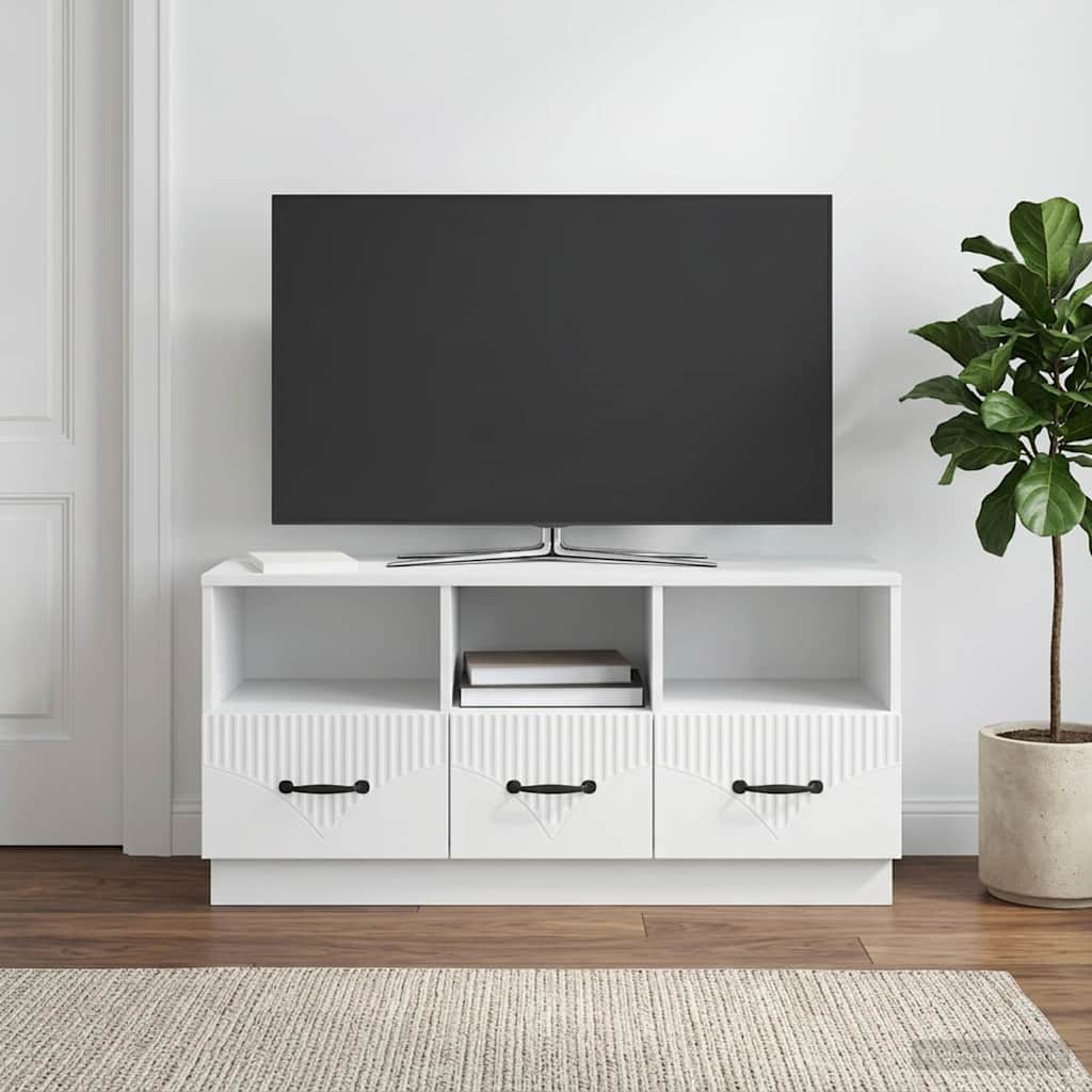 TV-skab med skuffe Hvid 102 x 34,5 x 47 cm Konstrueret træ