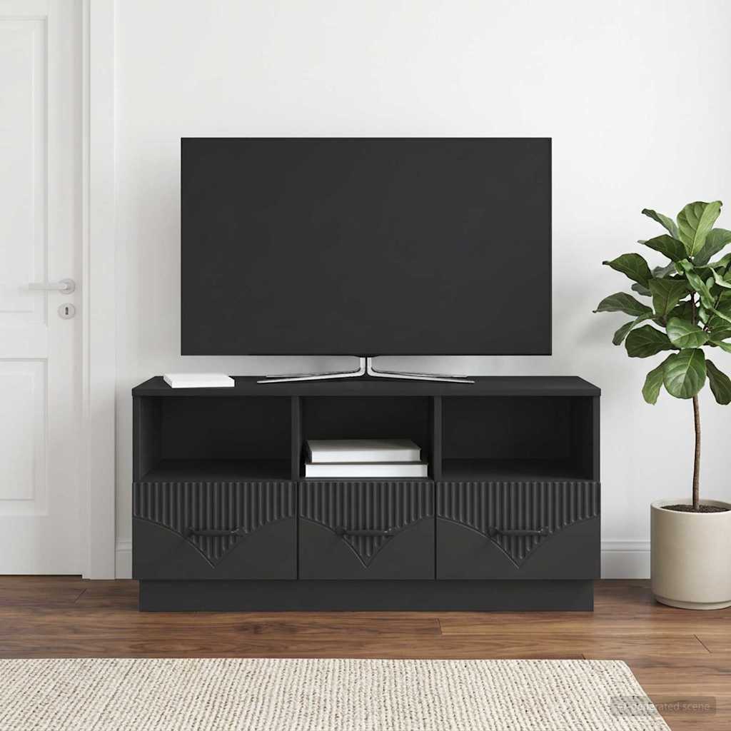 TV-skab med skuffe Sort 102 x 34,5 x 47 cm Konstrueret træ