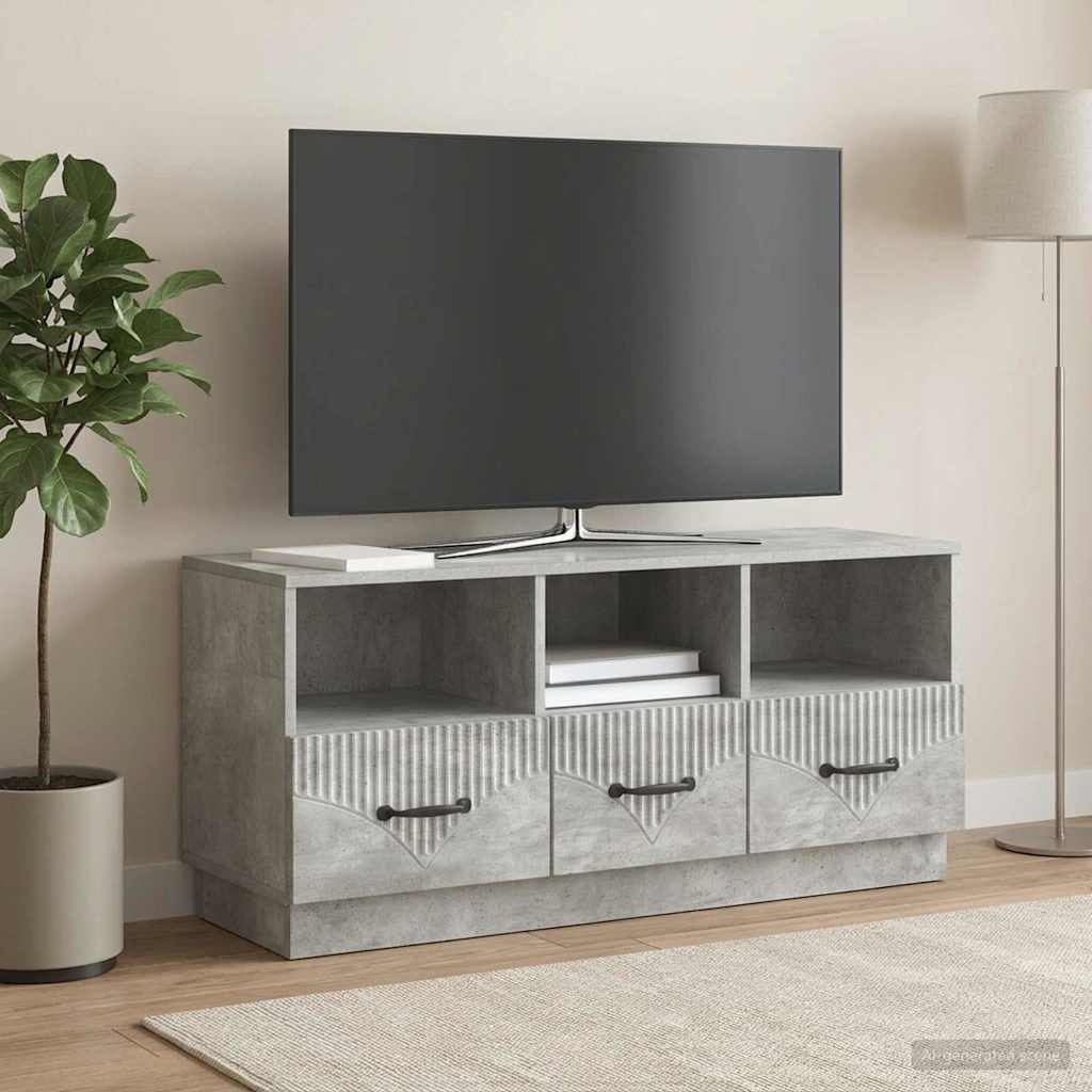 TV-skab med skuffe Betongrå 102 x 34,5 x 47 cm Konstrueret træ
