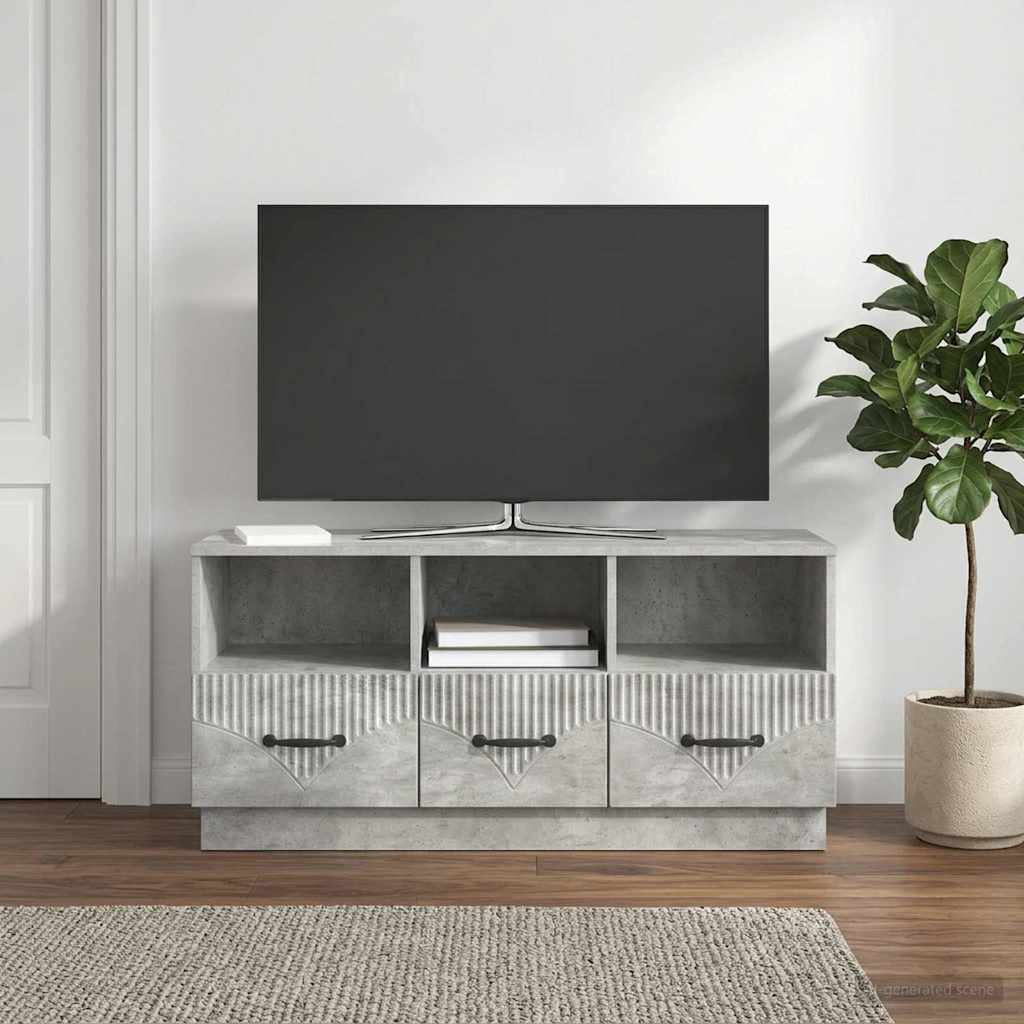 TV-skab med skuffe Betongrå 102 x 34,5 x 47 cm Konstrueret træ