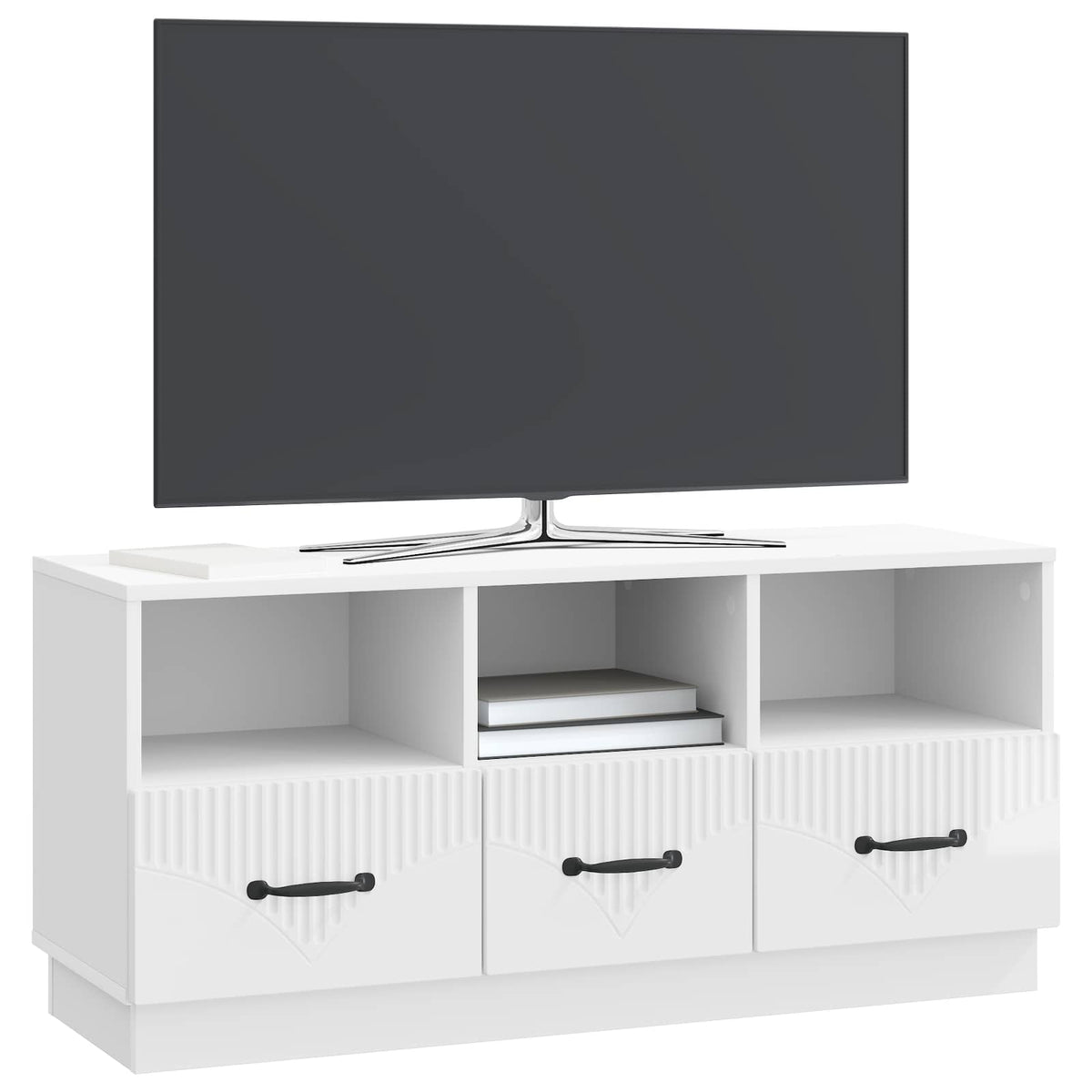 TV-skab Hvid højglans 102 x 34,5 x 47 cm Konstrueret træ
