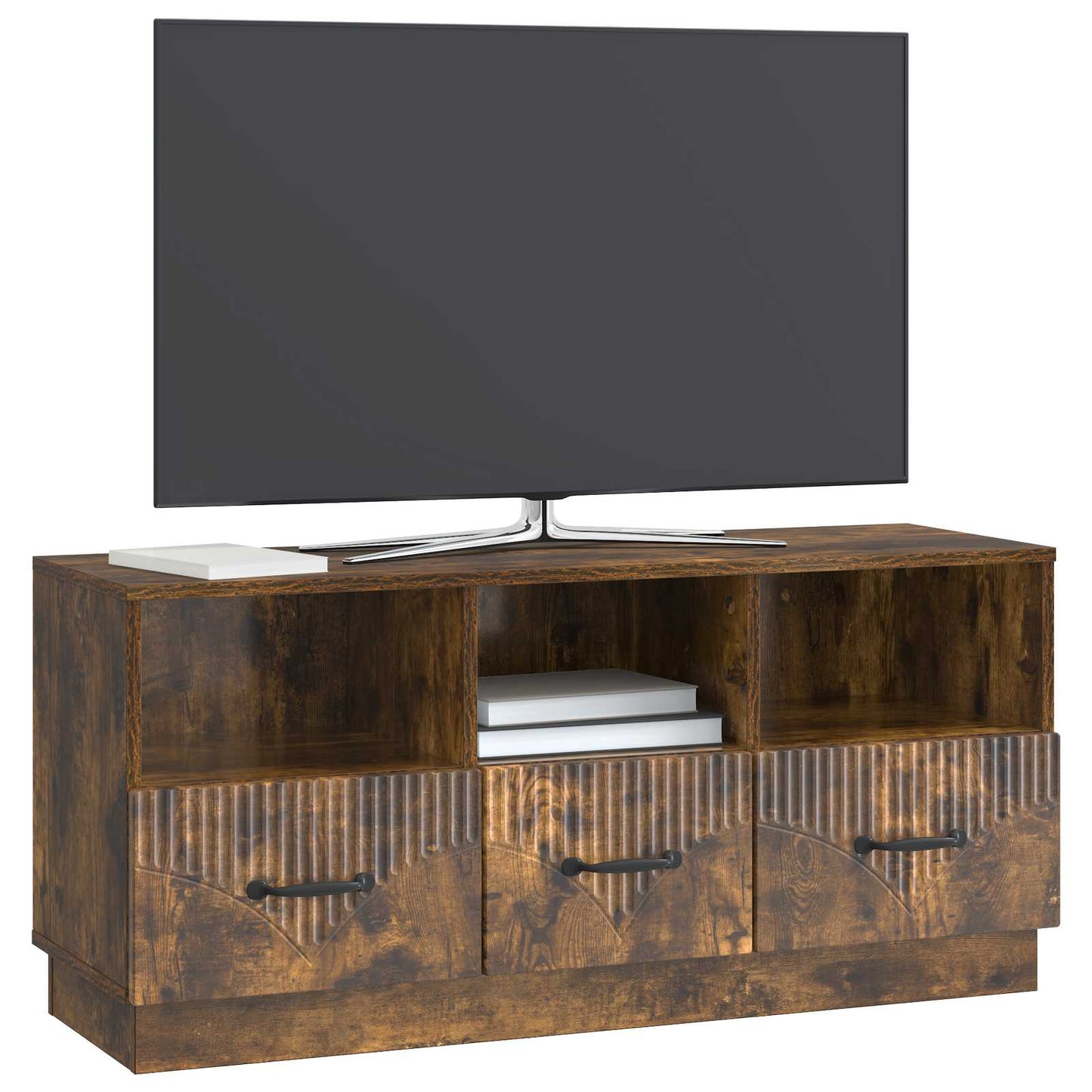 TV-skab med skuffe Røget eg 102 x 34,5 x 47 cm Konstrueret træ