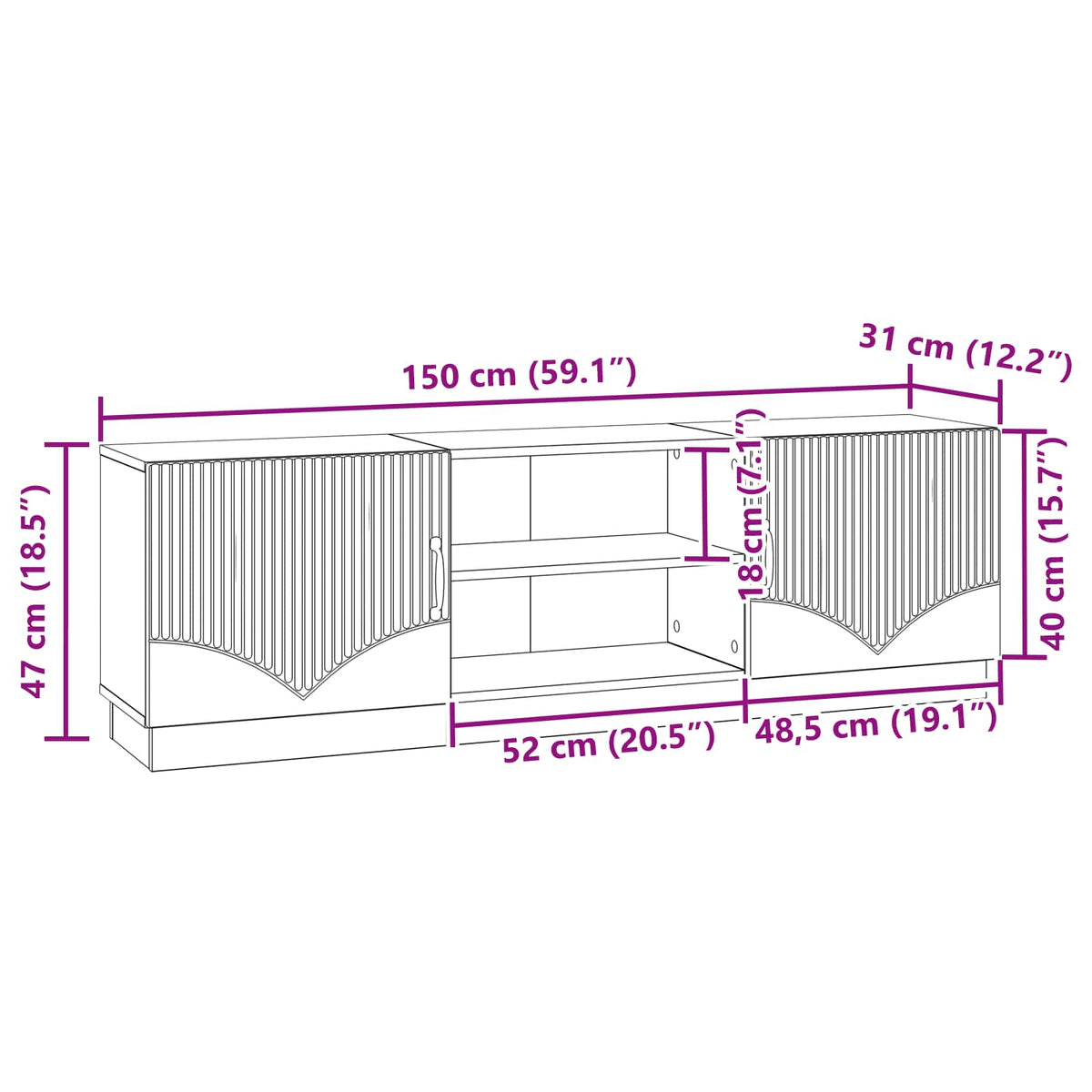 TV-skab Røget eg 150 x 31 x 47 cm Konstrueret træ