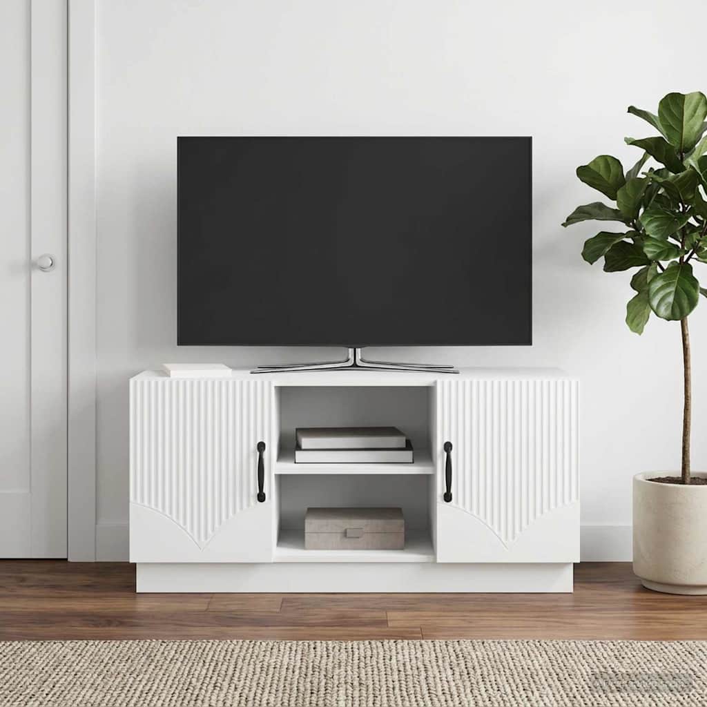 TV-skab Hvid 102 x 34,5 x 47 cm Konstrueret træ