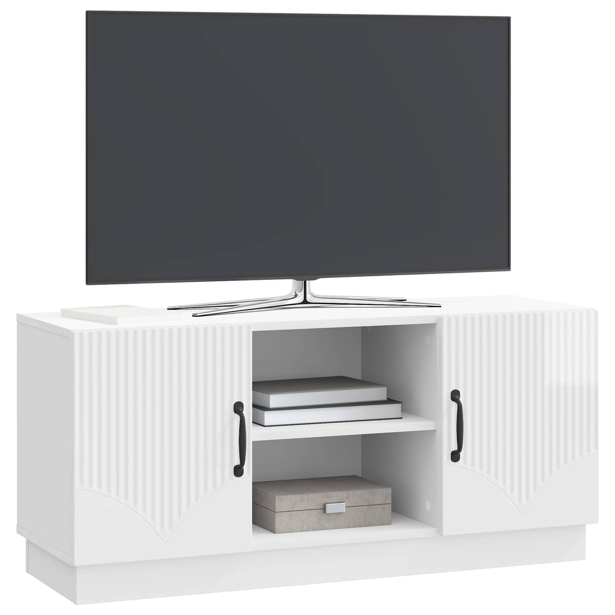 TV-skab 102 x 34,5 x 47 cm Hvid højglans Konstrueret træ