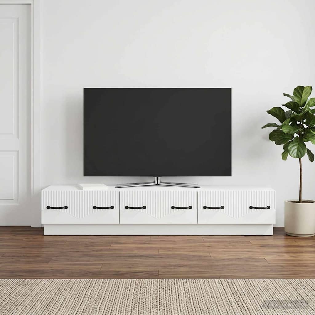 TV-skab med skuffe Hvid 147 x 34,5 x 27 cm Konstrueret træ