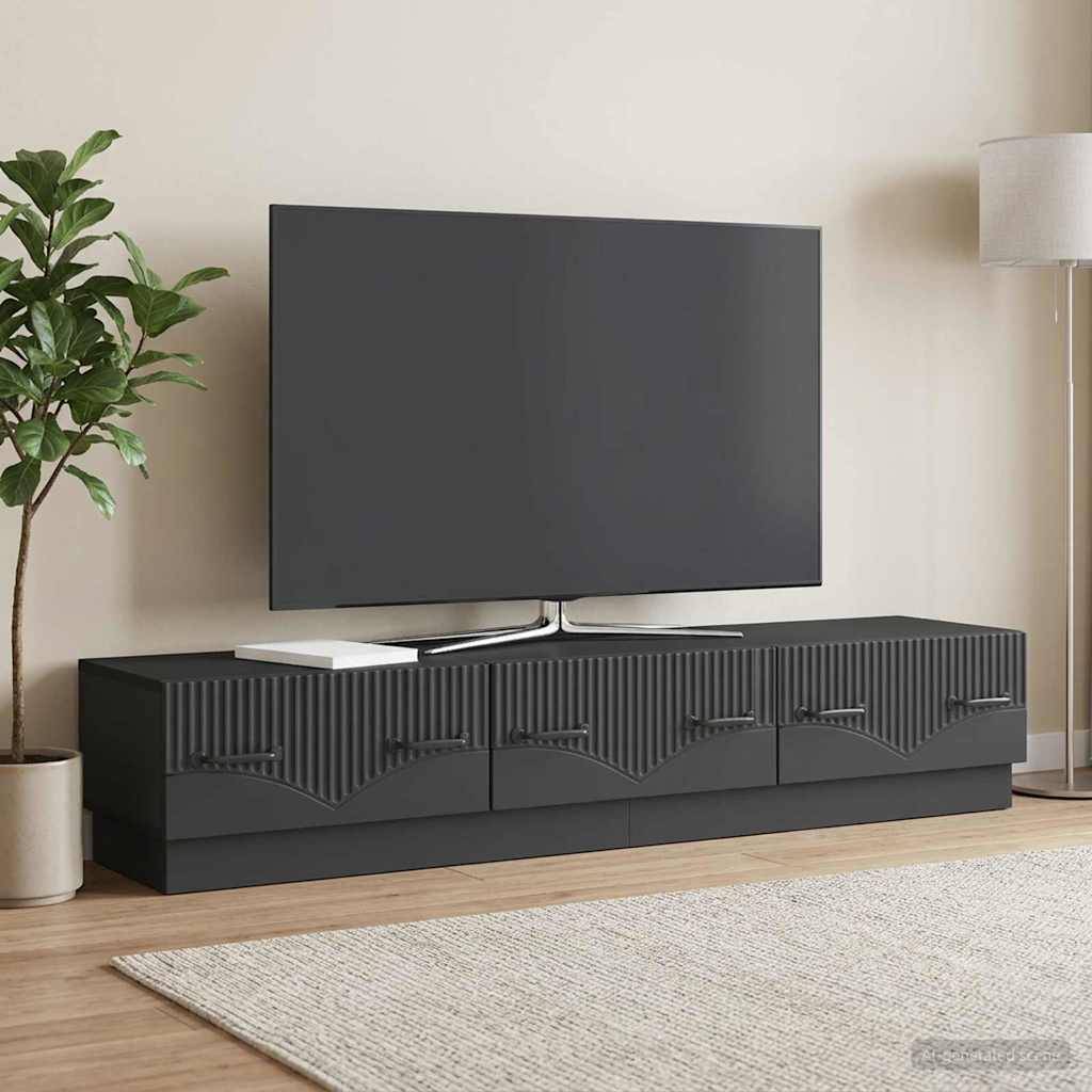 TV-skab med skuffe Sort 147 x 34,5 x 27 cm Konstrueret træ