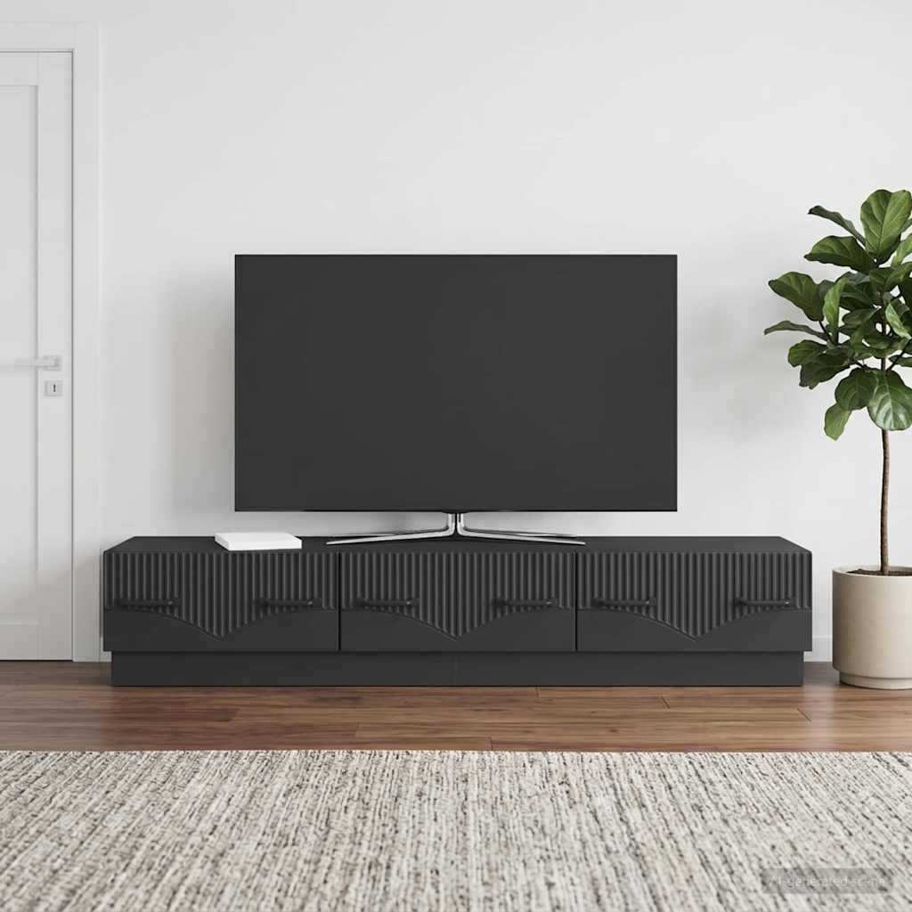 TV-skab med skuffe Sort 147 x 34,5 x 27 cm Konstrueret træ
