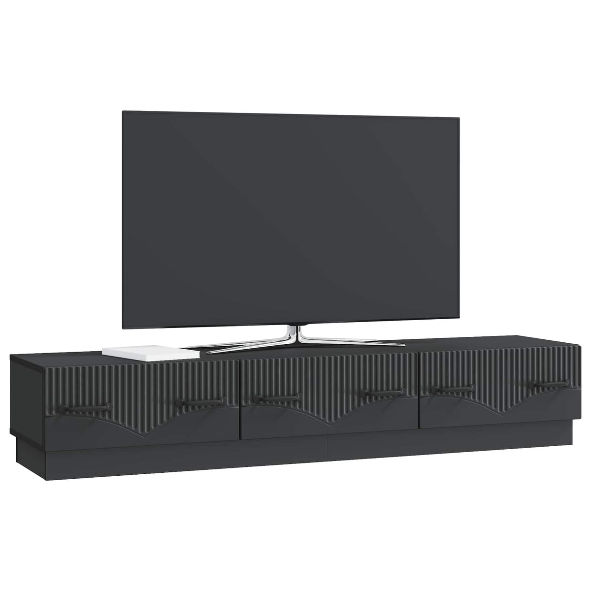TV-skab med skuffe Sort 147 x 34,5 x 27 cm Konstrueret træ