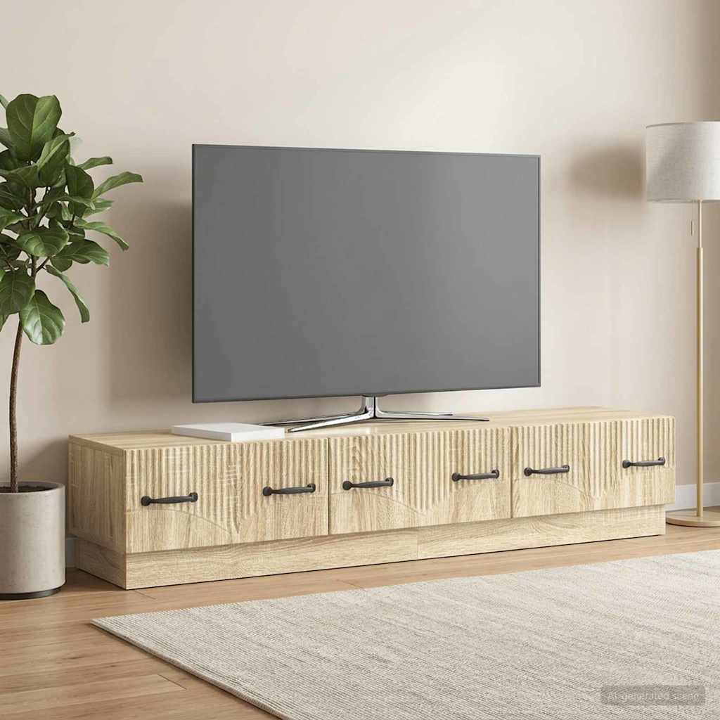 TV-skab med skuffe Sonoma-eg 147 x 34,5 x 27 cm Konstrueret træ