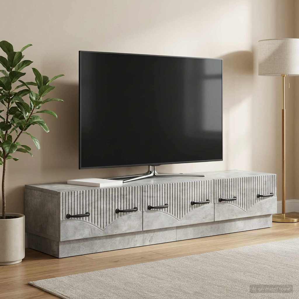 TV-skab med skuffe Betongrå 147 x 34,5 x 27 cm Konstrueret træ