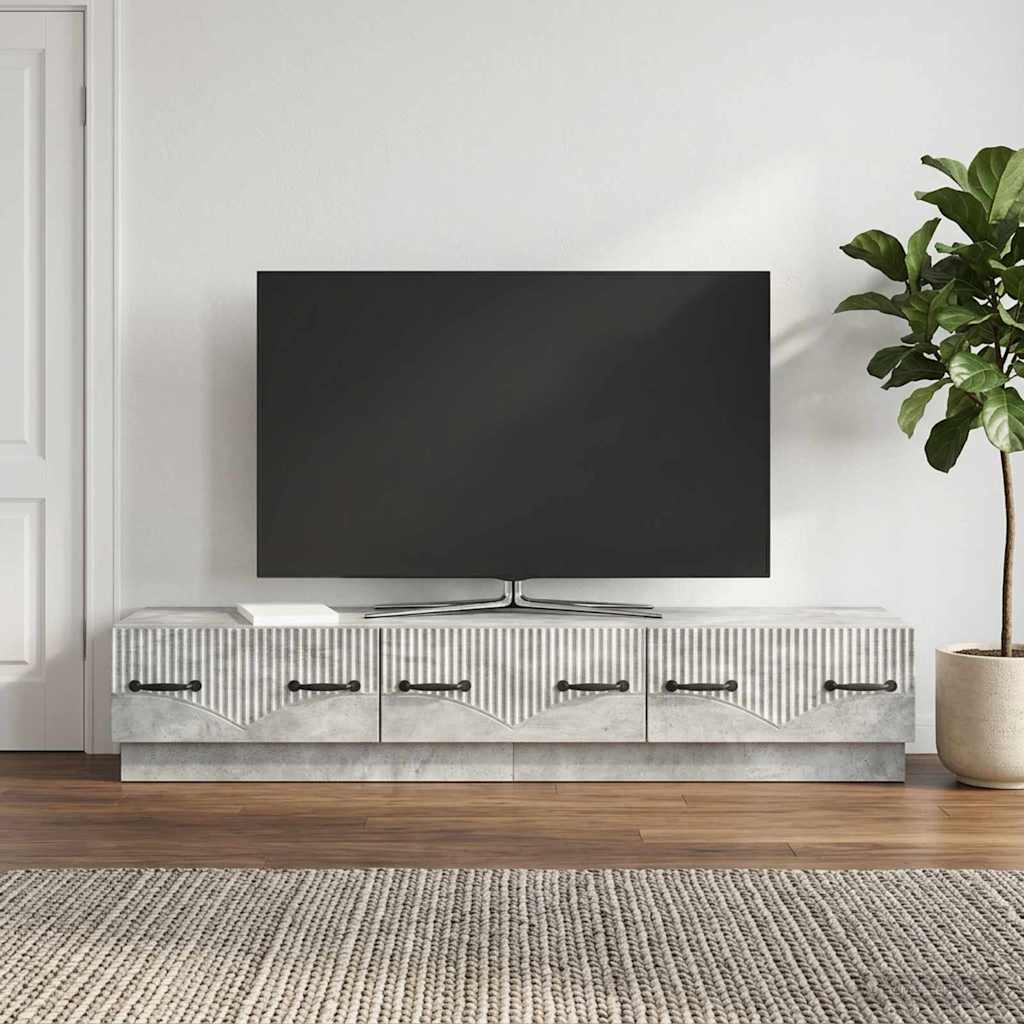 TV-skab med skuffe Betongrå 147 x 34,5 x 27 cm Konstrueret træ