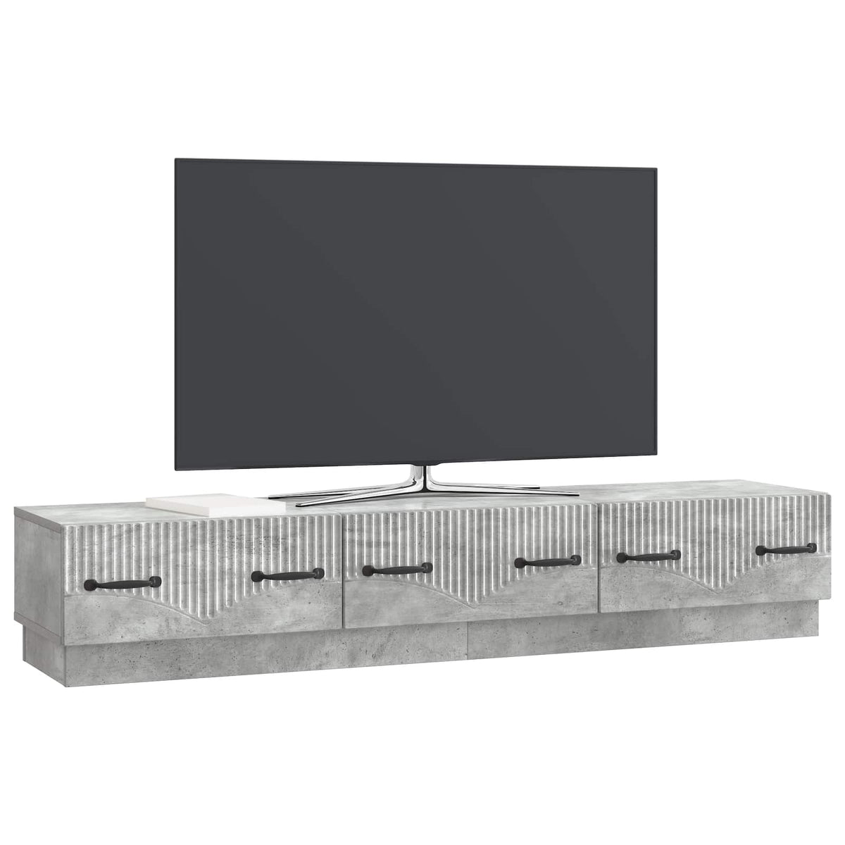 TV-skab med skuffe Betongrå 147 x 34,5 x 27 cm Konstrueret træ