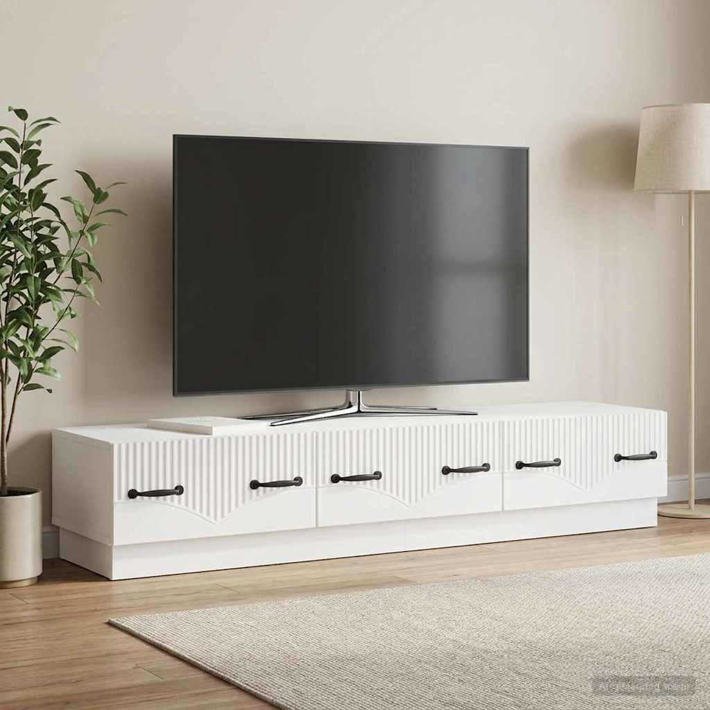 TV-skab Hvid højglans 147 x 34,5 x 27 cm Konstrueret træ