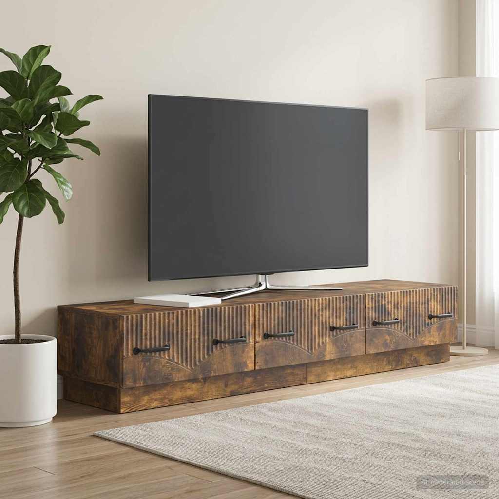 TV-skab med skuffe Røget eg 147 x 34,5 x 27 cm Konstrueret træ