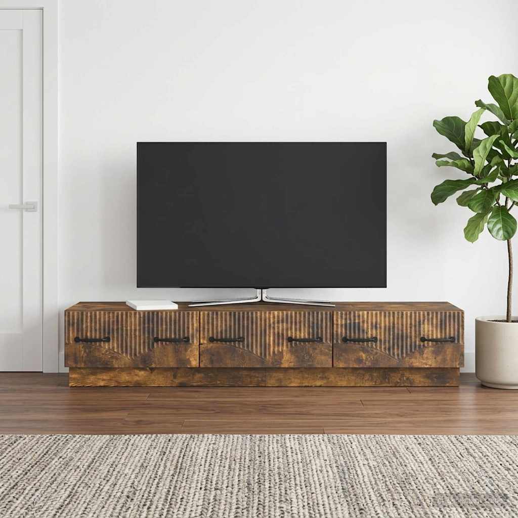 TV-skab med skuffe Røget eg 147 x 34,5 x 27 cm Konstrueret træ