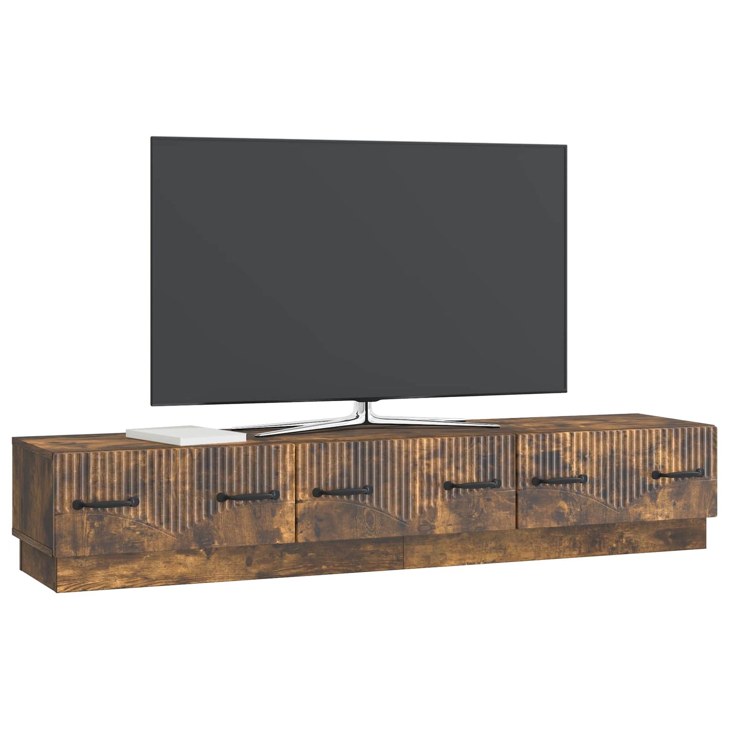 TV-skab med skuffe Røget eg 147 x 34,5 x 27 cm Konstrueret træ