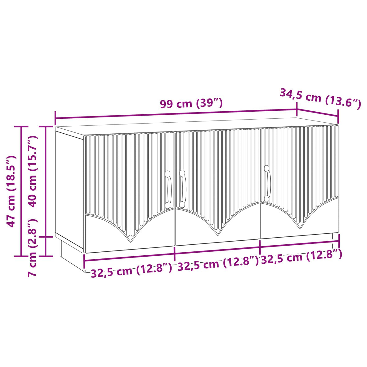 TV-skab Hvid 99 x 34,5 x 47 cm Konstrueret træ