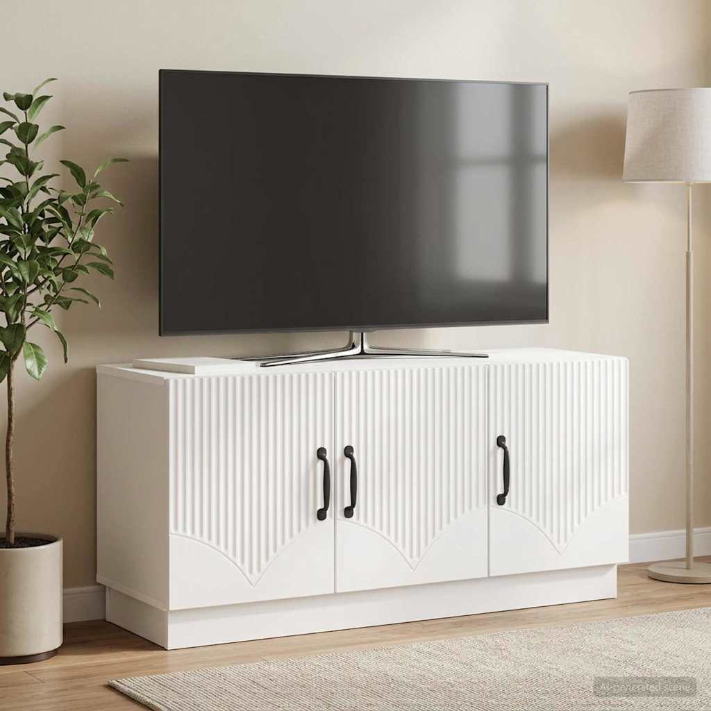 TV-skab Hvid højglans 99 x 34,5 x 47 cm Konstrueret træ