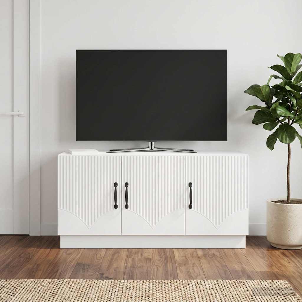 TV-skab Hvid højglans 99 x 34,5 x 47 cm Konstrueret træ