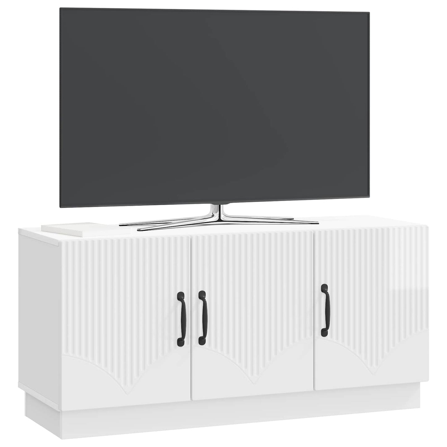 TV-skab Hvid højglans 99 x 34,5 x 47 cm Konstrueret træ