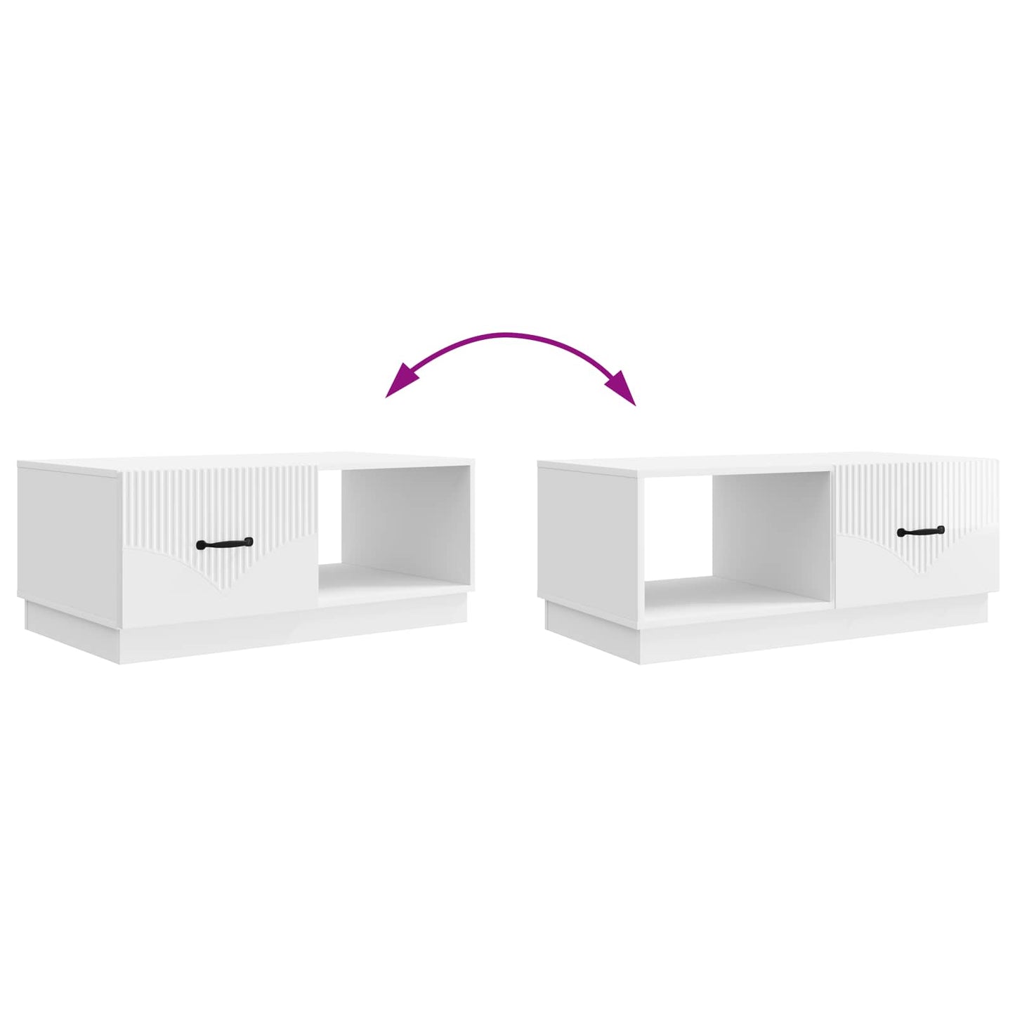 Sofabord Hvid højglans 90 x 50 x 37 cm Konstrueret træ