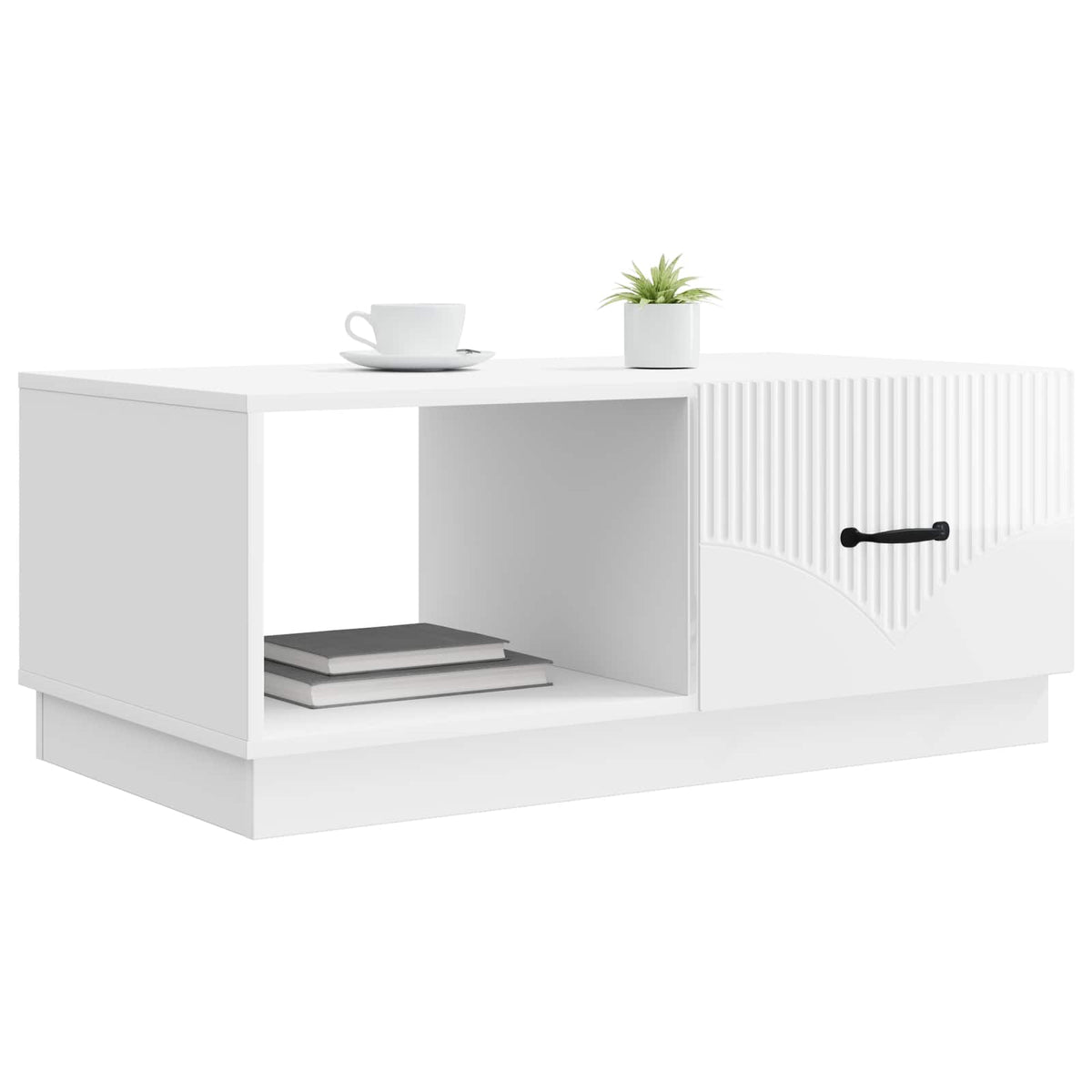 Sofabord Hvid højglans 90 x 50 x 37 cm Konstrueret træ
