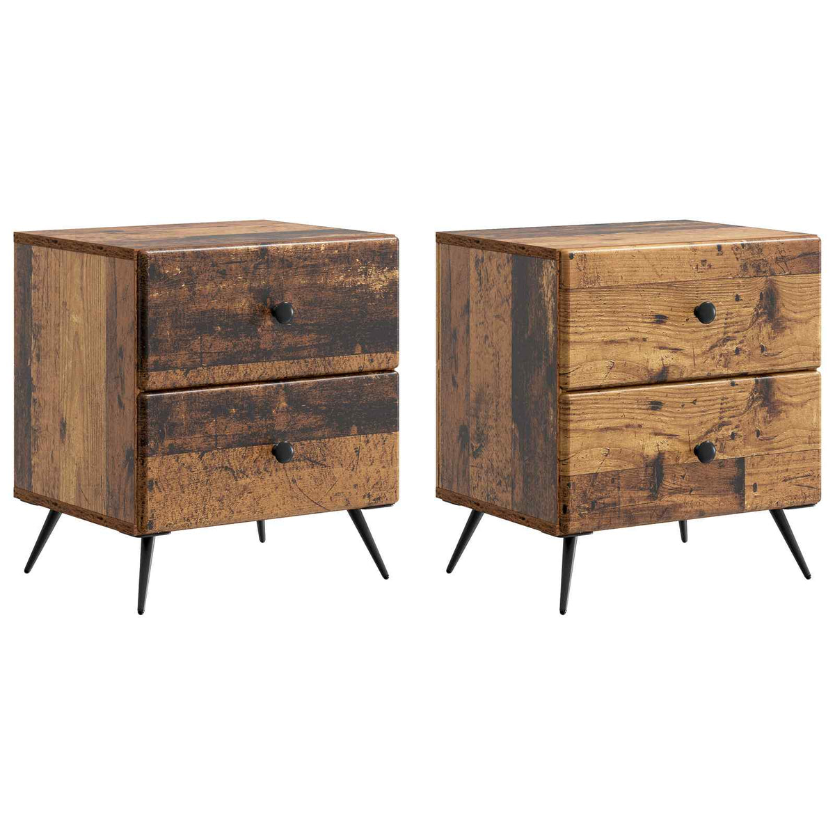 Natskab 2 stk. Gammelt træ 43 x 34,5 x 47,5 cm Konstrueret træ