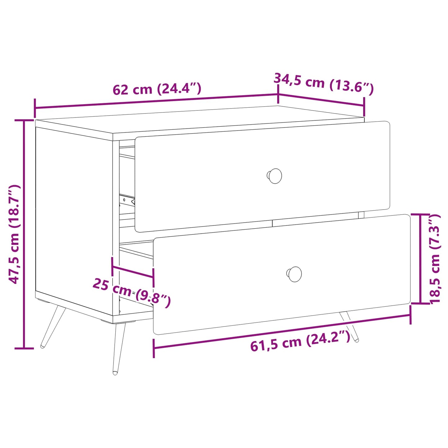 Natskab Artisan-eg 62 x 34,5 x 47,5 cm Konstrueret træ