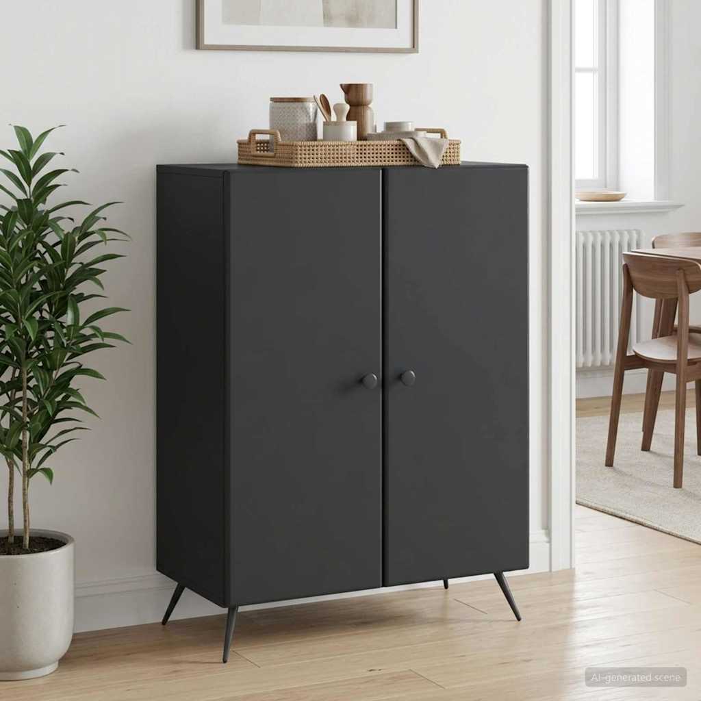 Sideboard Sort 66 x 34,5 x 90 cm Konstrueret træ
