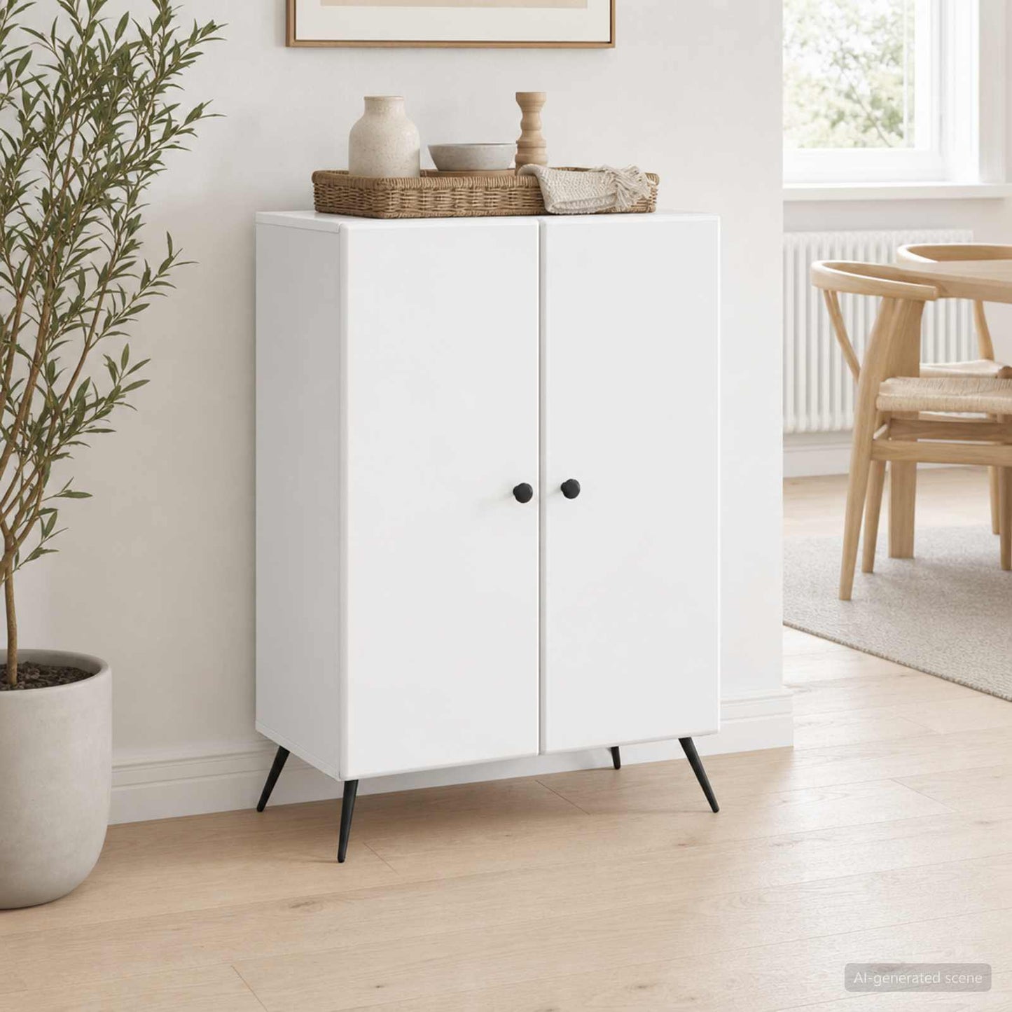 Sideboard Hvid højglans 66 x 34,5 x 90 cm Konstrueret træ