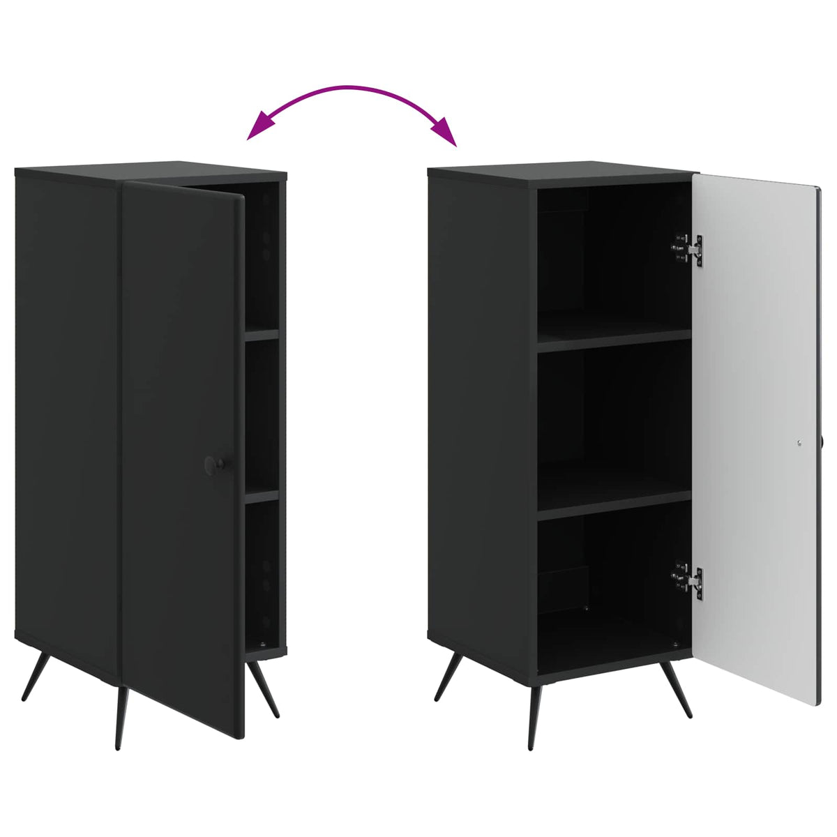 Sideboard Sort 33 x 34,5 x 90 cm Konstrueret træ