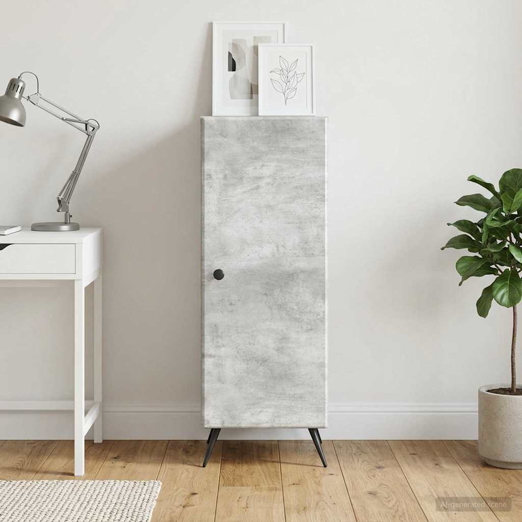 Sideboard Betongrå 33 x 34,5 x 90 cm Konstrueret træ