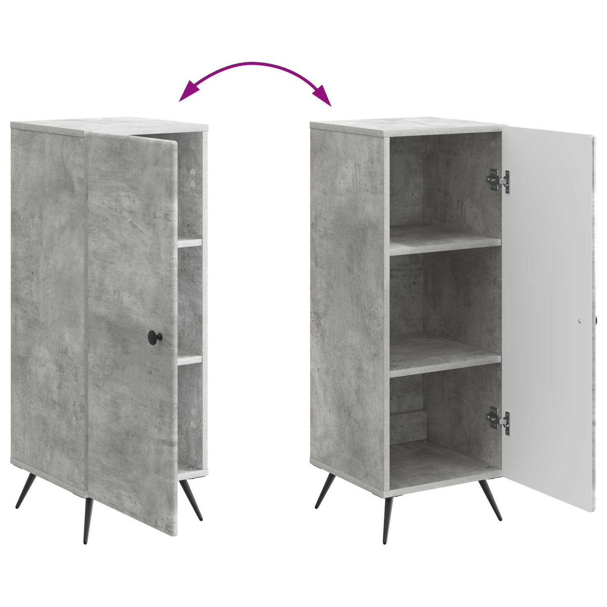 Sideboard Betongrå 33 x 34,5 x 90 cm Konstrueret træ