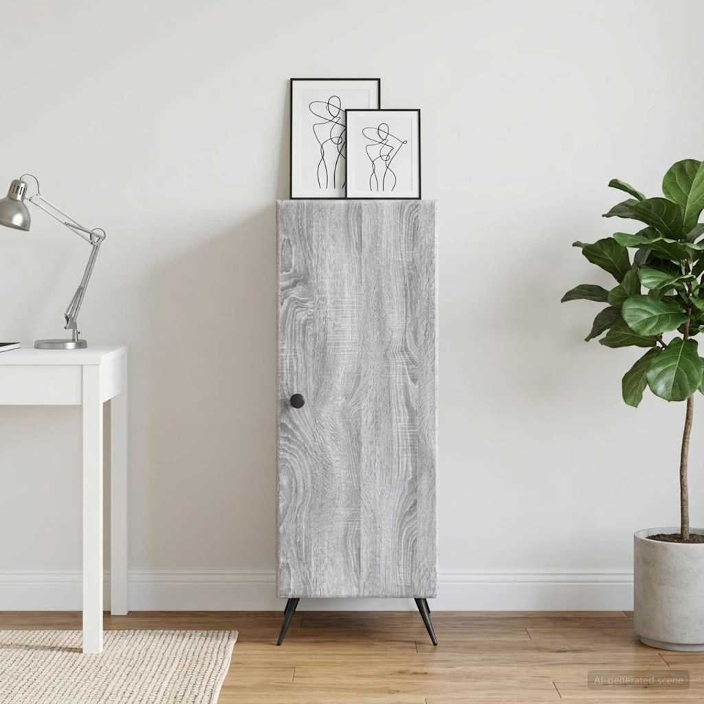 Sideboard Grå sonoma-eg 33 x 34,5 x 90 cm Konstrueret træ